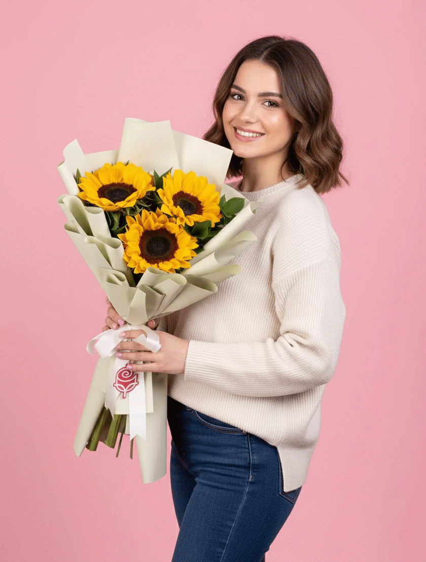 3-girasoles-en-ramo-con-papel-coreano