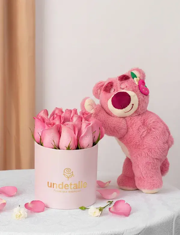 arreglo-de-rosas-rosadas-con-peluche-lotso