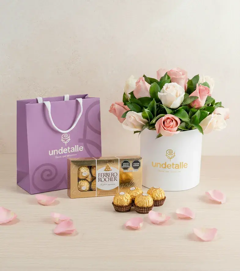 arreglo-floral-con-chocolate-ferrero-rocher