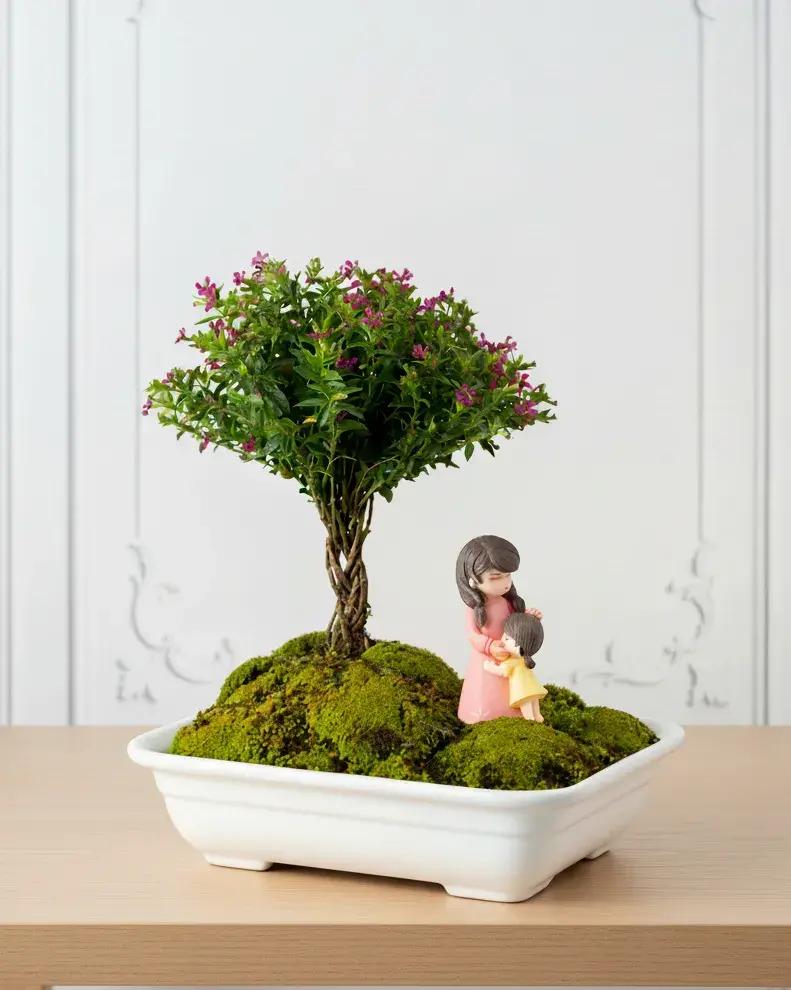 bonsair-de-arbol-de-felicidad-y-muñeca-de-mamá