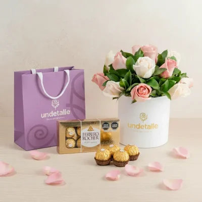 arreglo-floral-con-chocolate-ferrero-rocher